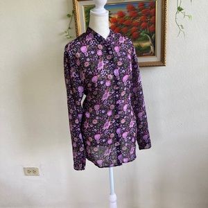 White Stag Sheer Floral Button Up